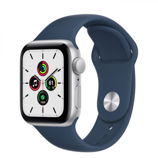 Apple Watch SE GPS, 40mm Ezüst alumíniumtok, Mély indigókék sportszíj