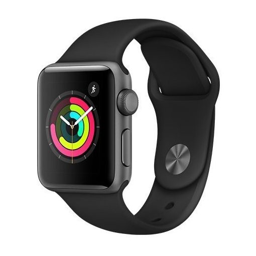 Apple Watch Series 3 GPS, 38mm Asztroszürke alumínium tok, Fekete sportszíj